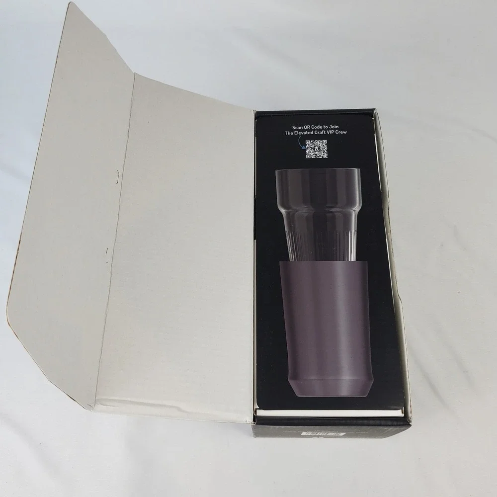 Elevated Craft Hybrid Pint Glass Gunmetal Black Steel Beer 16oz OPEN BOX